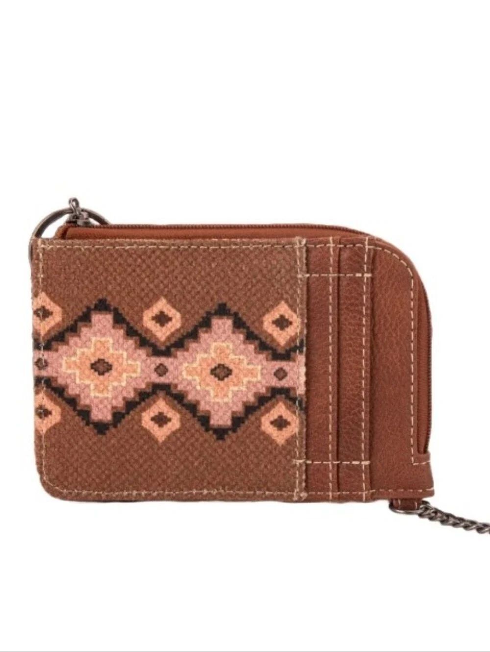 🆕️👛Wrangler Southwestern Art Print Mini Zip Card Case Coffee/Brown